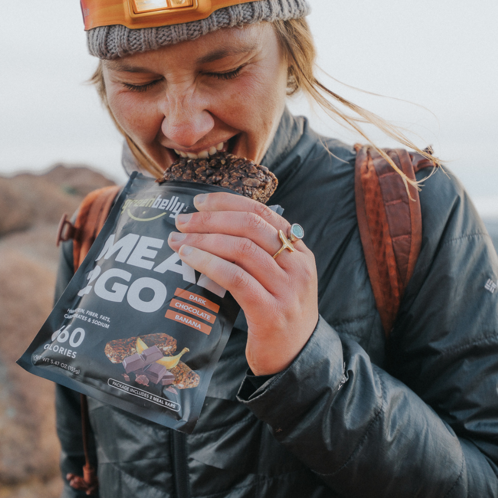 hiker eating greenbelly meal